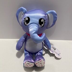 Silkies Lavender Satin Elephant Plush with Pink Accents. NEW